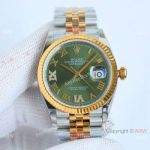 Super Clone Rolex Clean-Datejust 3235 36mm Two Tone with VI and IX Diamond set Watch